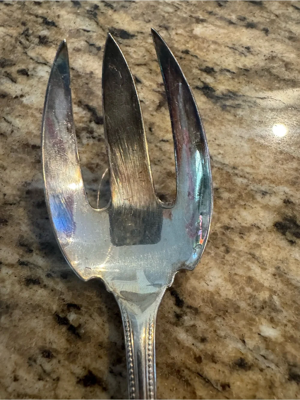 Christofle Antique Or Vintage Silver Serving Fork Spoon